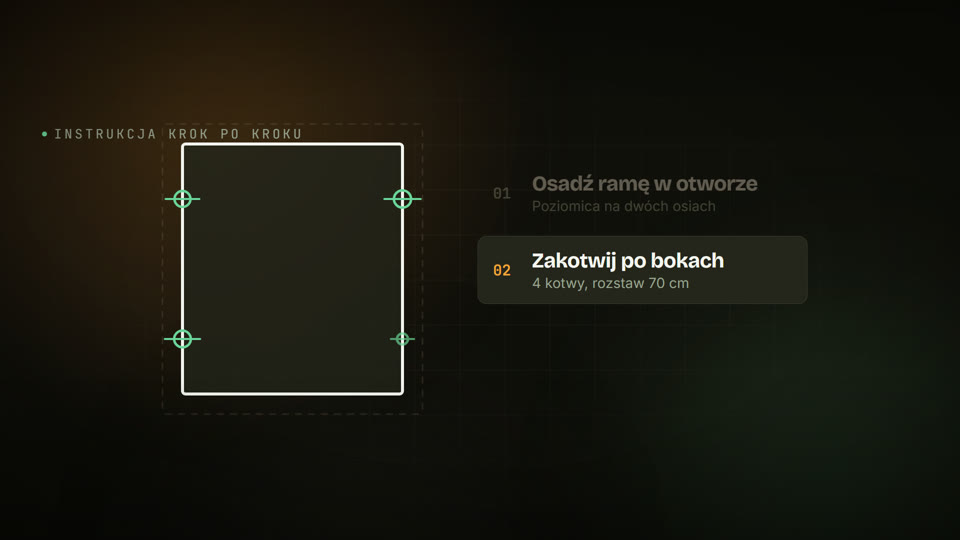 Klatka z rysunkiem montażowym okna